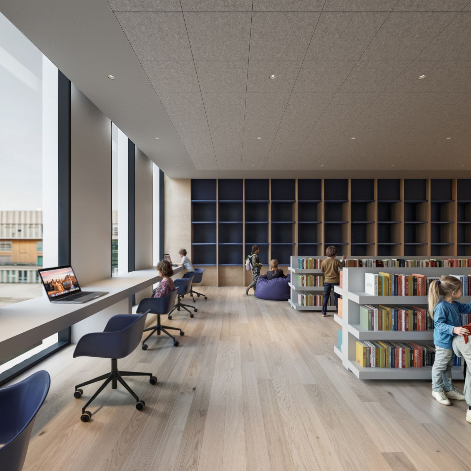 Render of the school library