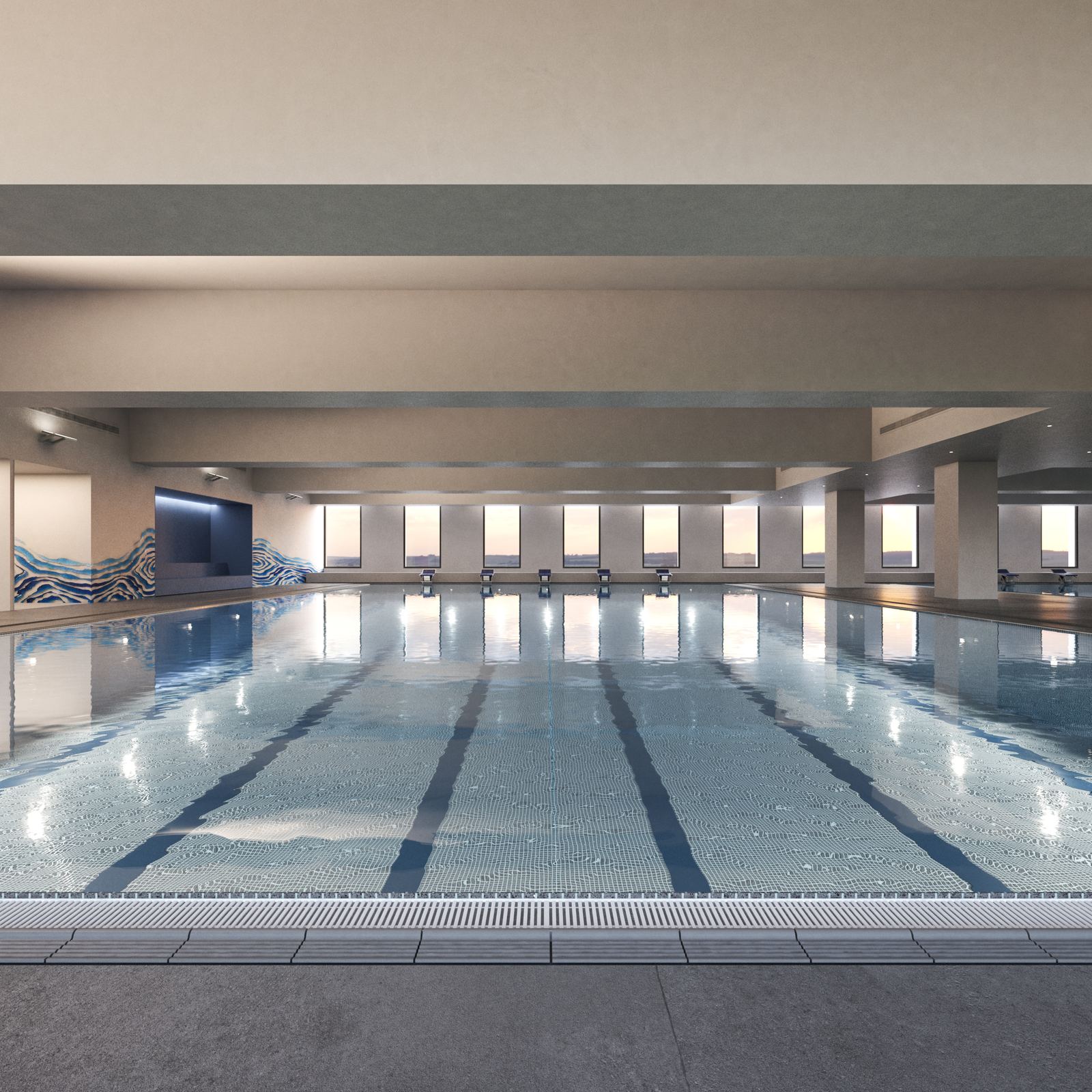 Render of an indoor swimming pool at RGS Sharjah